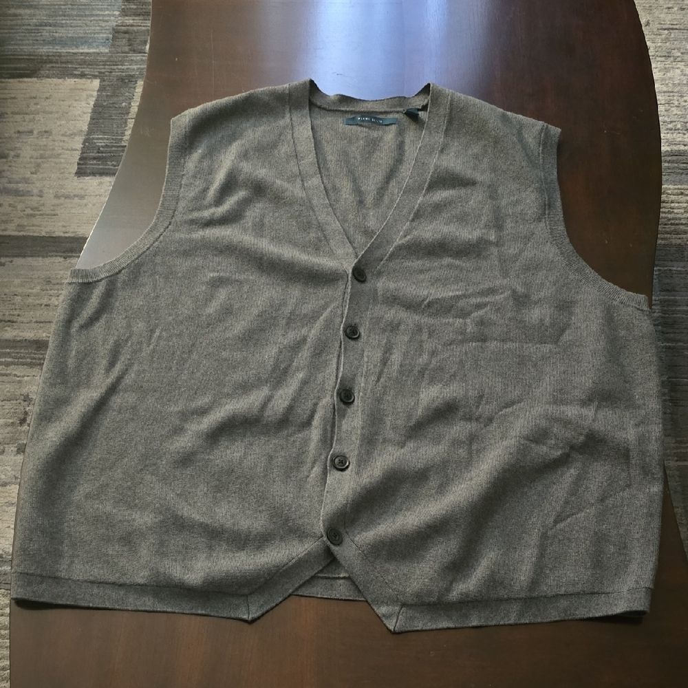 Perry Ellis Charcoal Grey Button Up Knit Vest, 2xLt